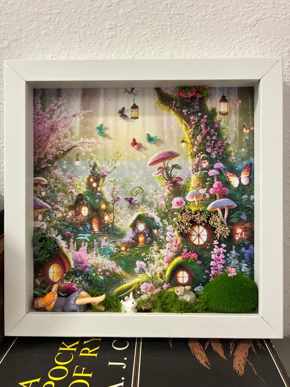 Whimsical Fairy Garden Framed Handmade 3D Art